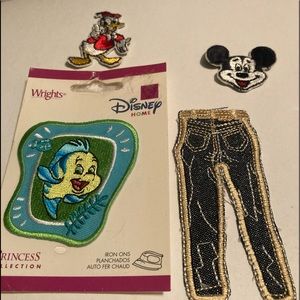 Iron on appliqués Disney and more.